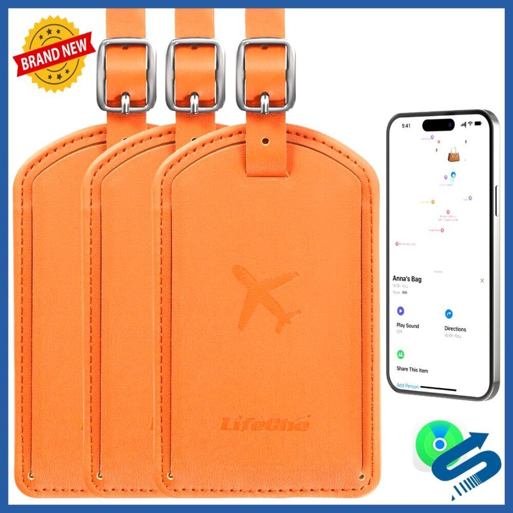 Luxury Leather Luggage Tags with Anti-Loss Tracker Travel Organizer Pack